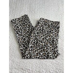 Studio 253 Leopard Animal Print Cropped Stretch Pants size large petite